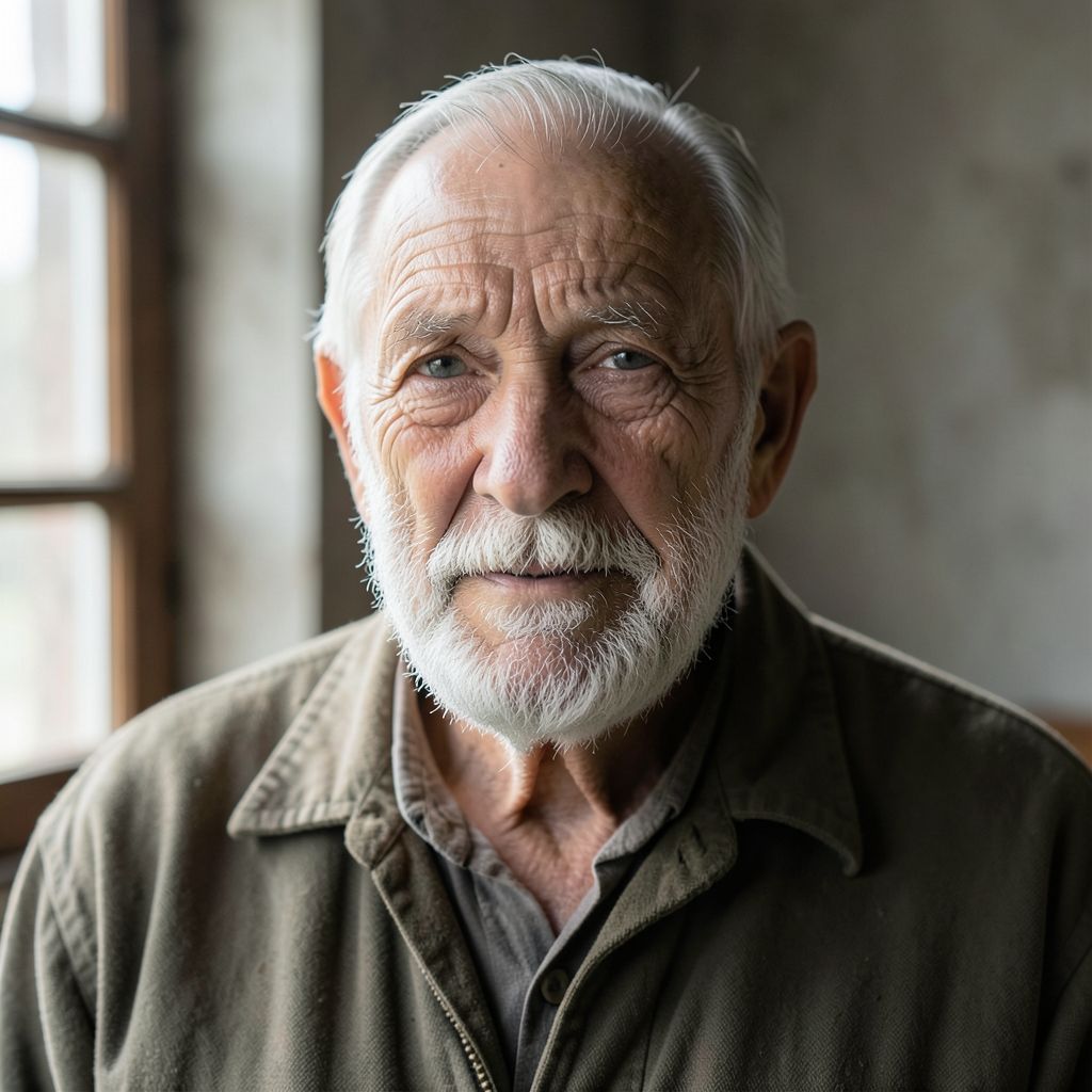 Atomic ChatのFlux.2 Klein 4B、Q8_0、プロンプト: Studio portrait of an elderly fisherman with a weathered face and white beard, soft window light
