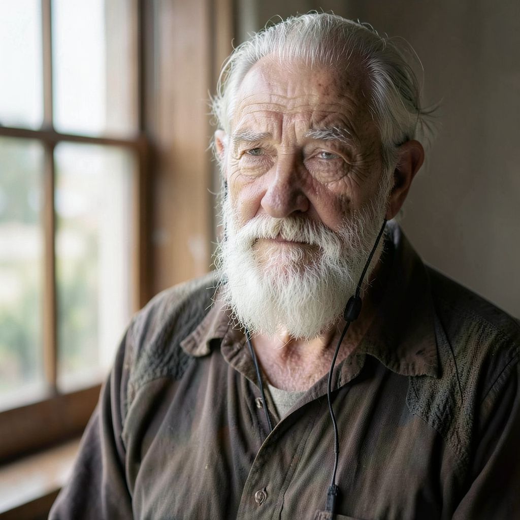 Private DiffusionのFlux.2 Klein 4B、QAD、プロンプト: Studio portrait of an elderly fisherman with a weathered face and white beard, soft window light