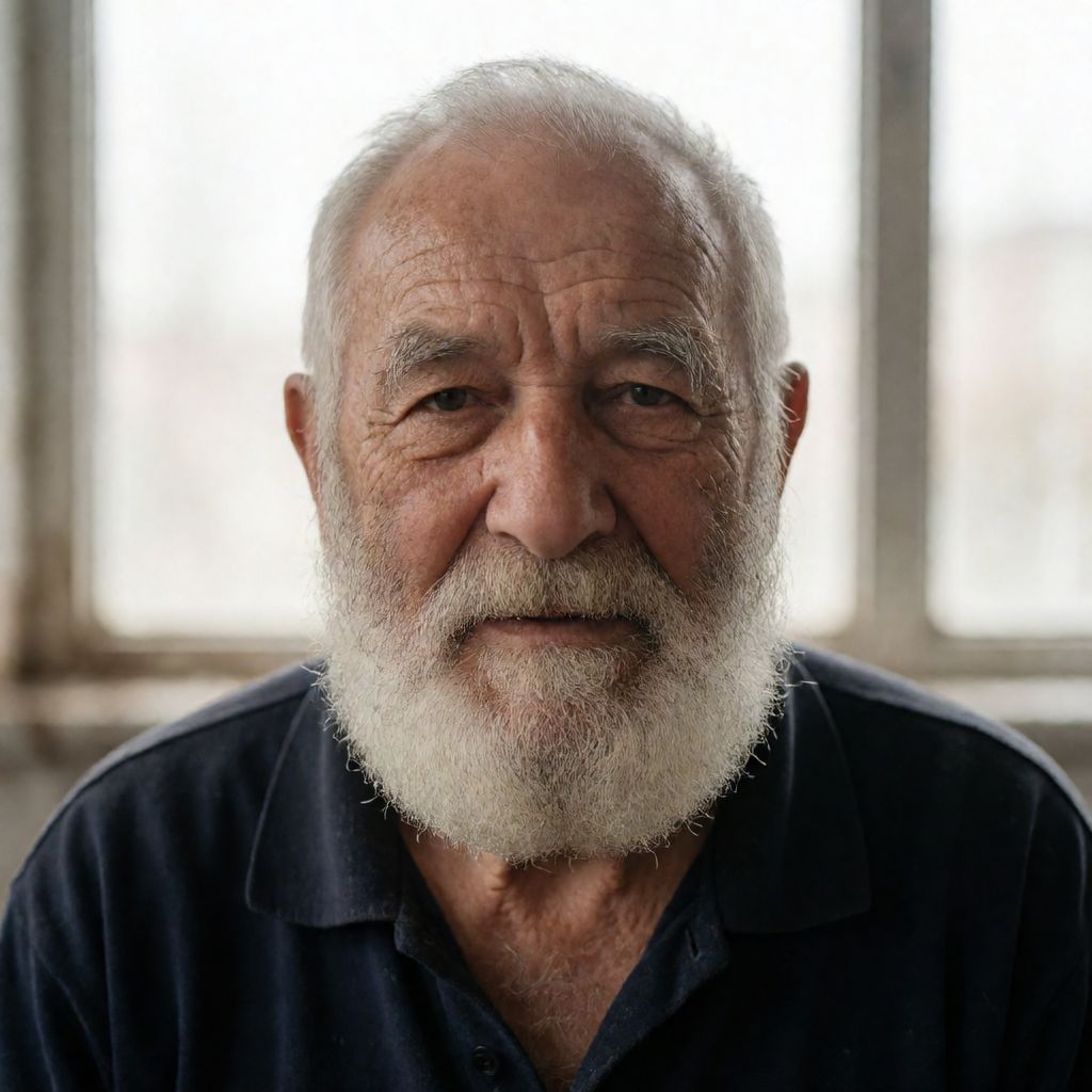 Atomic ChatのKrea 2 Turbo、Q5_K_S、プロンプト: Studio portrait of an elderly fisherman with a weathered face and white beard, soft window light
