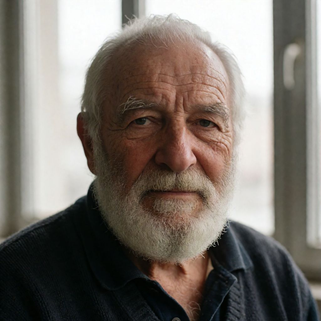 Private DiffusionのKrea 2 Turbo、QAD、プロンプト: Studio portrait of an elderly fisherman with a weathered face and white beard, soft window light