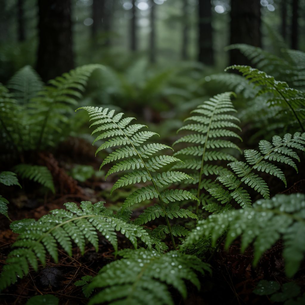Atomic ChatのKrea 2 Turbo、Q4_K_M、プロンプト: A fern-covered forest floor after rain, dew on every leaf, shallow depth of field